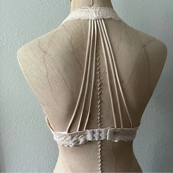 Set of 3 sz M L BRALETTE GAP DKNY Gilly Hicks Racerback Lace Gray Black Beige - Picture 5 of 9